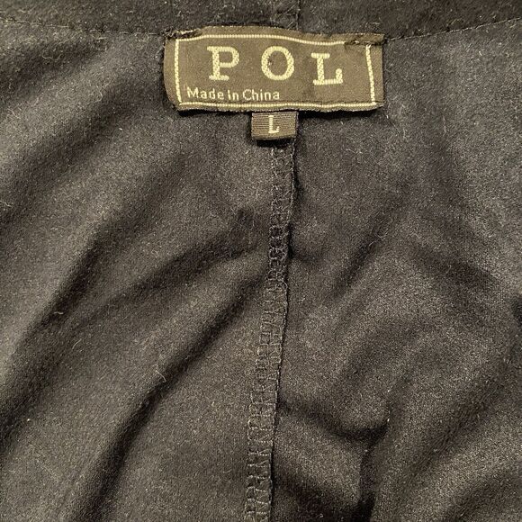 POL Cardigan Women’s Sz Large Black Open Front Fringe High Low Western Festival - Picture 4 of 7